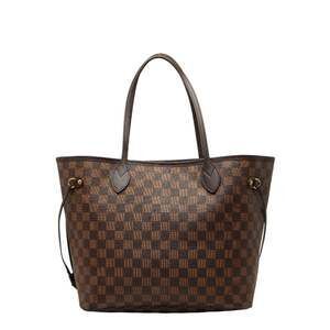 LOUIS VUITTON Authentic Brown Damier Leather Neverfull MM Tote Bag